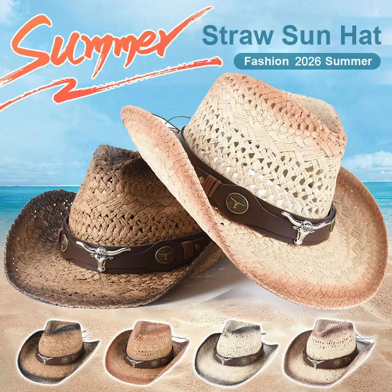 Cowboy Hat Straw - Yeni Batı Kovboy Şapkası Erkek Kadın